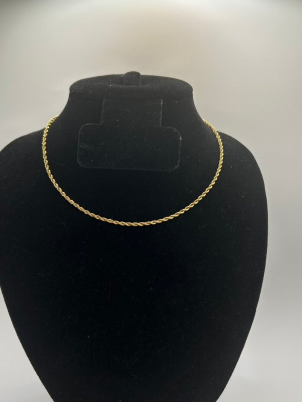 Real 18k Gold Rope Chain Plated Necklace 2mm 16 Inch Womens Cute High Quality